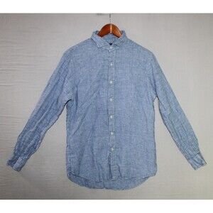 Ralph Lauren Mens Dress Shirt Blue Gingham Plaid Custom Fit Medium Casual